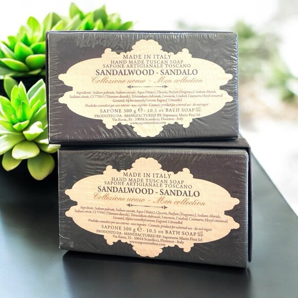 2-Pack Sandalwood Vegetable Bath Florence Italy Soap 10.5oz Boxed Tuscany Sapone - Picture 2 of 3
